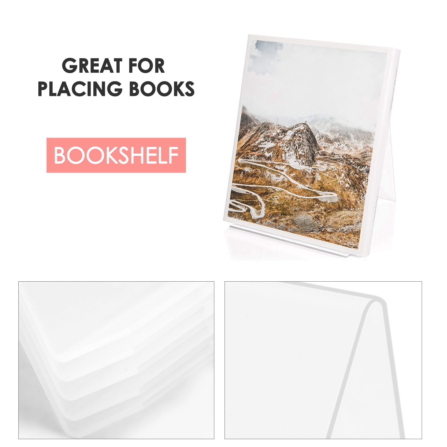 Clear Acrylic Book Stand Holder - COFA Acryl-Buchständer mit Ablage, Transparenter Acryl-Präsentationsständer,