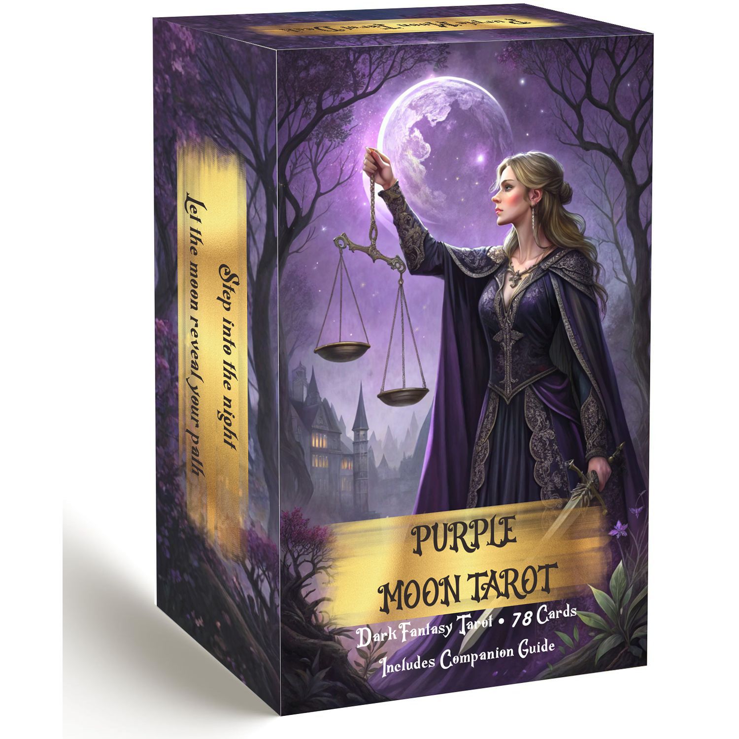 Tarot Deck With Guidebook - Purple Moon Tarot-Kartenset mit Anleitungsbuch, 78-teiliges