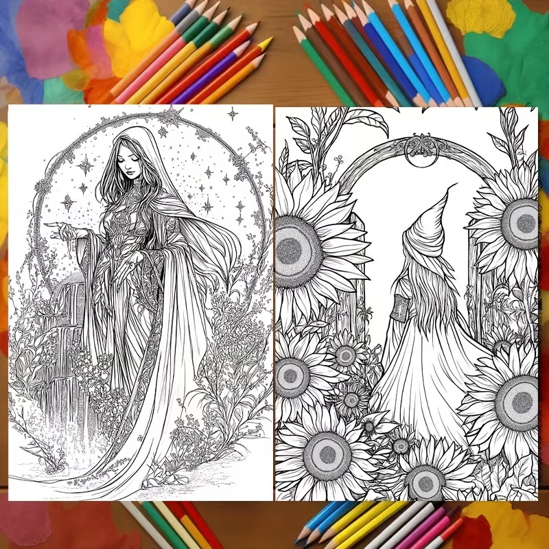 Mondhexen-Malbuch, magische He – Adult Coloring Book Stress Relief Bewertung und Preis